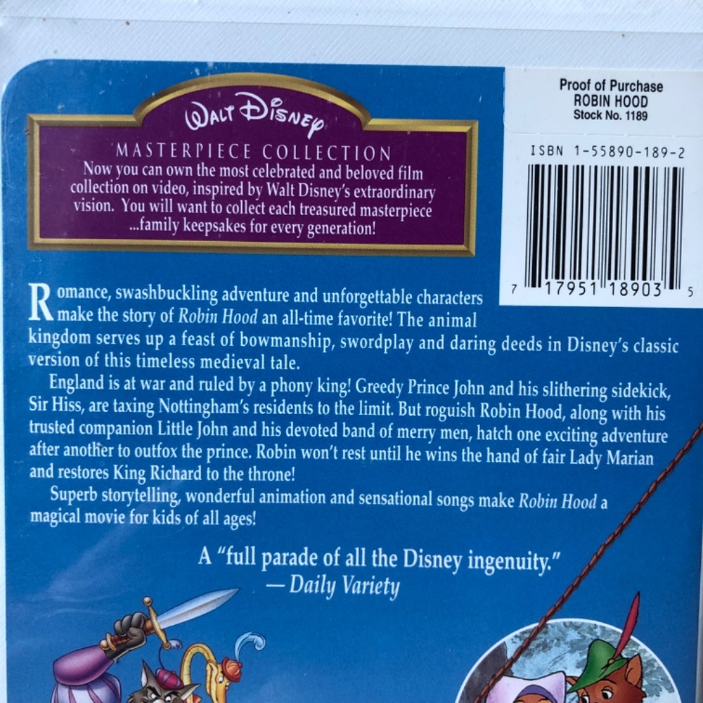 Disney VHS ROBIN HOOD “Masterpiece Collection” - Picture 5 of 13